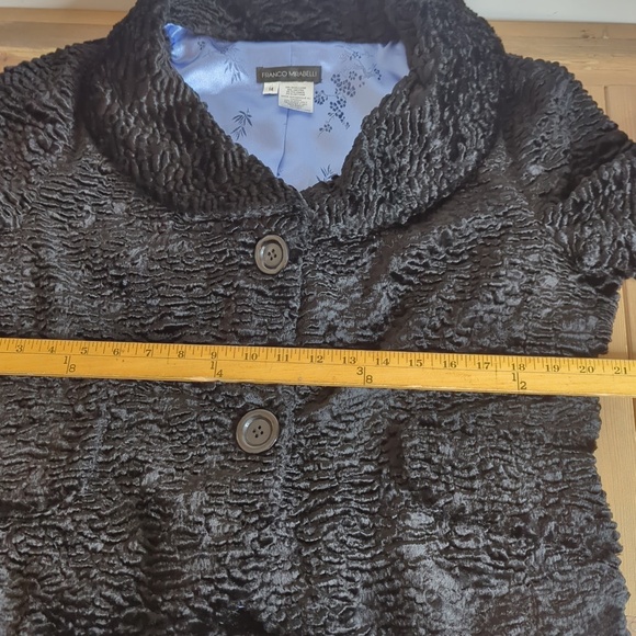 Retro Black Wool Blend Faux Persian Lambswool Short Coat Formal Dressy - Picture 8 of 15